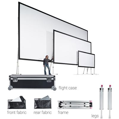 China 300 Inch Outdoor 16:9 Large View Fast Folding Projection Screen With Flight Case Package for sale