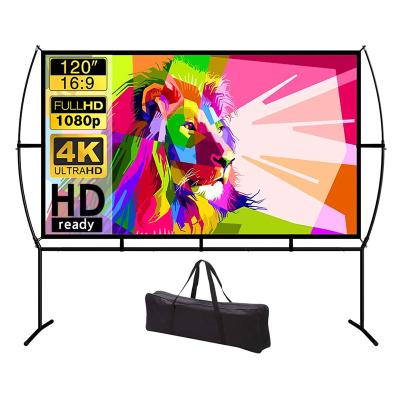 China Tripod Projector Screen With Stand Foldable Portable Cinema 120inch 16 Screen 9 Double Sided Movies Projector For Home Theater for sale