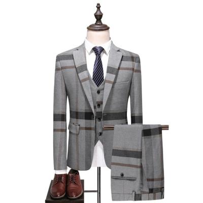 China Sets in Men Singer Stage Show DJ Running Suit Ready to Ship 3 Piece Plaid Printed Wedding Mens Suits for sale