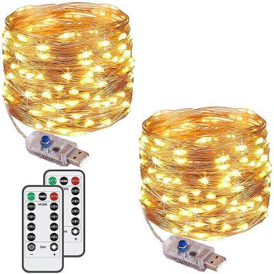 China Garden 2 Pack 100LED 12M/40Ft 8 Modes USB Plug In Powered Fairy String Lights Waterproof Outdoor Indoor String Lights for sale