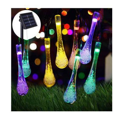 China Custom Waterproof 23Ft 50 Led Solar Water Drop Fairy Lights 8 Modes Solar String Lights For Garden Patio Yard Home Party for sale