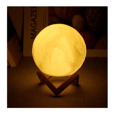 China 3.2 Inch LED Moon Lamp Modern Kids Night Light Battery Operated With Stand For Kid Lover Birthday Day Gift for sale