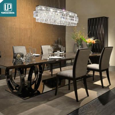 China Elegant Rectangular Modern Luxury Wooden Dinner Table (Other) Foshan Furniture Factory Designer Italian Room Adjustable Dining Table for sale