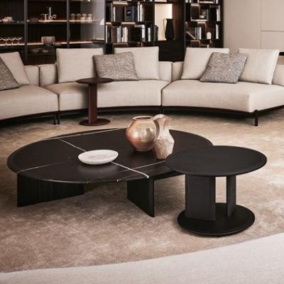 China (Other) adjustable luxury modern solid wood glossy living room furniture/wooden coffee table marble structure for sale