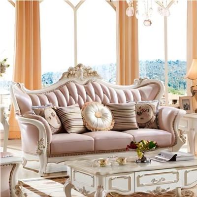 China Other Italian Classic Luxury Solid Wood And Leather Loop Hand Carving Villar Sofa for sale