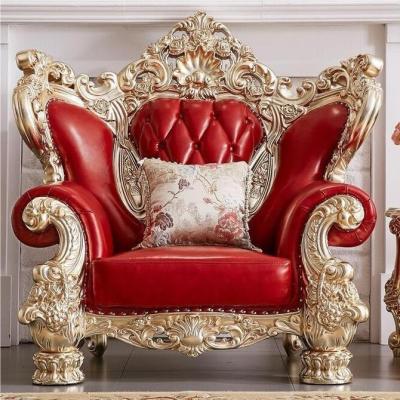 China Other Italian Classic Luxury Living Room Furniture Wooden Gold Leaf Hand Carving Sofa for sale