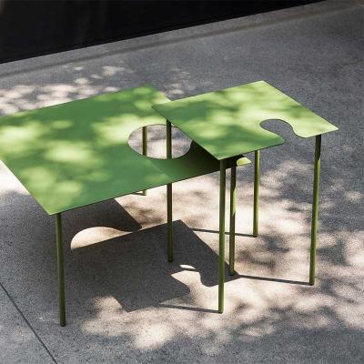 China Italy Adjustable Minimalist Outdoor Furniture Solid Wood Frame Green Lacquer Coffee Table (Other) for sale