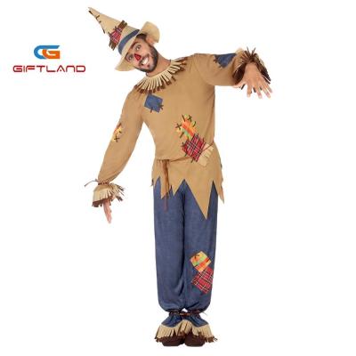 China Polyester Mens Scarecrow Costumes Sets Customized Adult Halloween Party Costumes Dress Up Party Costumes for sale