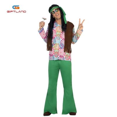 China Adult Polyester Carnival Party Costume Mens Womens Long Sleeves Hippie Costumes Set Halloween Party Costumes for sale