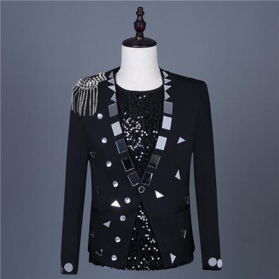 China Good Quality Shiny Sequins Blazer Jacket Anti-Wrinkle Mens Mens Adult Weeding Suits Stage Costumes for sale