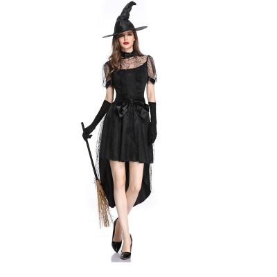 China Deluxe Eco-Friendly Women Halloween Costume Black Adult Witch Cosplay Costume for sale