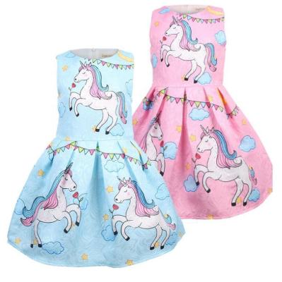 China Girl's Little Big Pink Breathable Unicorn Casual Dresses Unicorn Sleeveless Dress Kids Toddler for sale