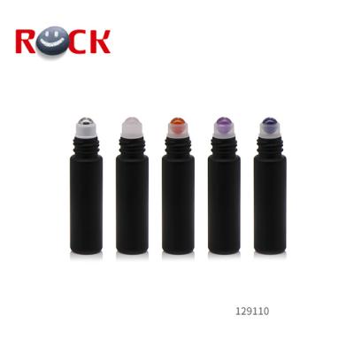 China Personal Care 10ml Black Matte Glass Roll On Bottles Black Frosted Glass Rollerball Bottles for sale