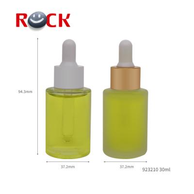 China 30ml cosmetic frosted essential oil dropper bottle packaging with gold dropper for sale