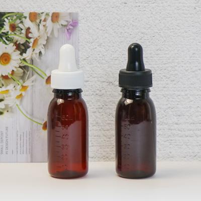 China BEAUTY PACKAGING 60ml Plastic Cosmetic Black Amber Essential Oil Dropper Bottle With Scale for sale