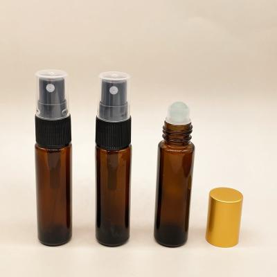 China 10ml Cosmetic Amber Glass Roll On Empty Cosmetic Deodorant Bottles Packaging for sale