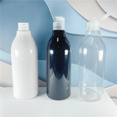 China Big Volume 500ml Black Plastic Cosmetic Clear PP Squeeze Bottle With Flip Lid Top Caps for sale