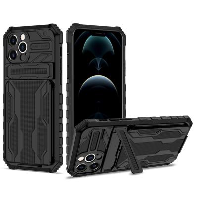 China Dropproof Shockproof Military Grade Protective Soft And Hard Shell With Card Slot Phone Case For iPhone 12 Pro Max for sale