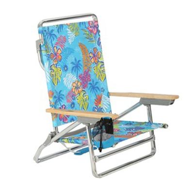 China easy folding Lightweight Easy-carry portable aluminum recline beach chair with cup pocket for sale