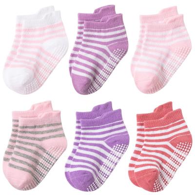 China Wholesale Cheap Sporty Cotton Stripe Non Anti Slip Solid Color Amazon Newborn Baby Sock Spring Set Boys Girls Sport Baby Shoes Socks for sale