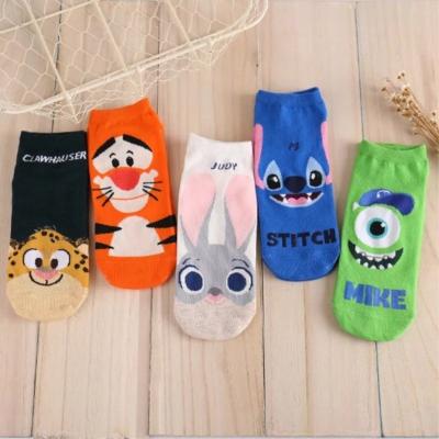 China Antibacterial Korean cute character sock unique funny cartoon women spring breathable kawaii summer short sock animados de dibujos de calcetas for sale