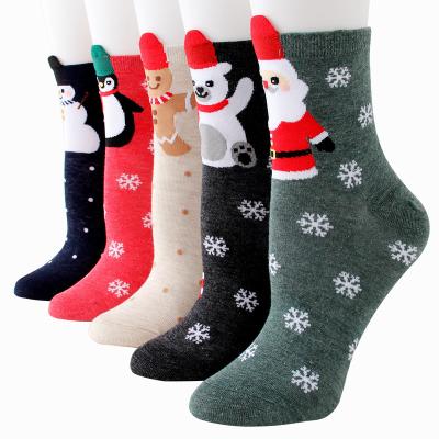 China China factory fashion disposable autumn and winter warm 3D cartoon women's novelty decoration crew Christmas socks for sale