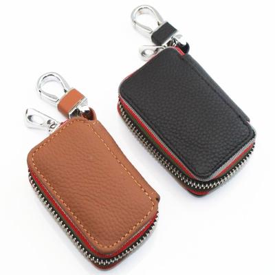 China Car Key Cover Lychee Pattern Car Key Wallet, Auto Key Bag Holder with Gift Box for sale