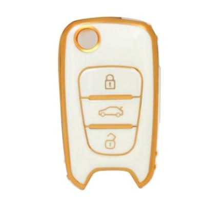 China TAIJS Factory Gold Edge Car Key Cover Shell TPU Auto Key Case For HYUNDAI EL,ANTRA IX35 SONATA for sale