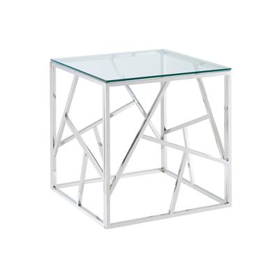 China Contemporary High Quality Simple Style Adjustable Glass Coffee Table (Other) Use For Living Room With Silver Base for sale