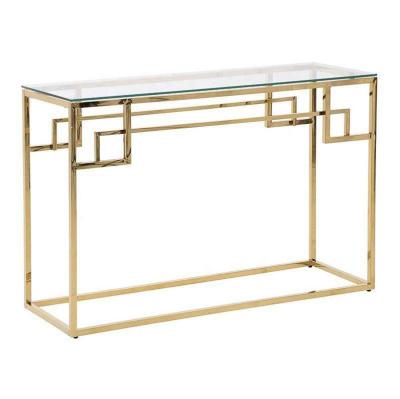 China (Other) Luxury adjustable glass coffee table console corner console table for living room stainless steel coffee table for sale