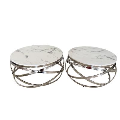 China Gold Adjustable European Modern Marble Center Round Stainless Steel Furniture Living Room Coffee Table (Other) for sale