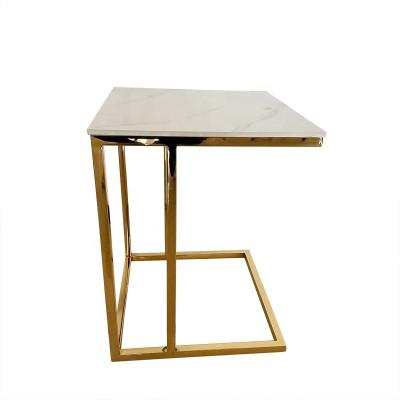 China Contemporary White Marble Modern Side Table Office Coffee Table Executive Desk for sale