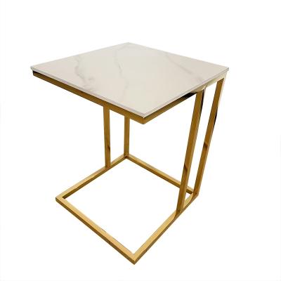 China Customized Contemporary Luxury Modern Console Table Color Furniture C Shape Wooden Top Rectangular Side Table For Living Room for sale