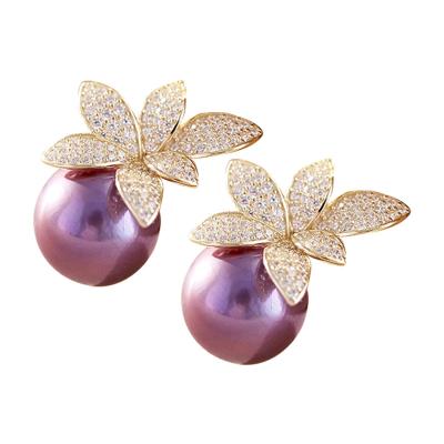 China Fashion Romantic Elegant Purple Flower SANAMI Freshwater Pearl Jewelry Set With Necklace Earring for sale