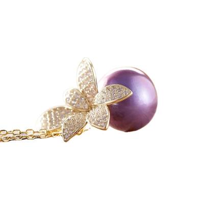 China 2021 TRENDY Dubai 925 African Flower Pearl Necklace Jewelry Freshwater Purple Silver Plated Blooming Freshwater Set for sale