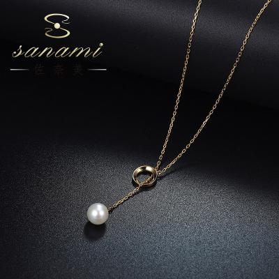 China 2021 Hot Sale 7-8 Mm Circle Genuine Freshwater Adjustable Cultured Pearl Pendant Necklace z20041001 2021 With 925 Silver for sale