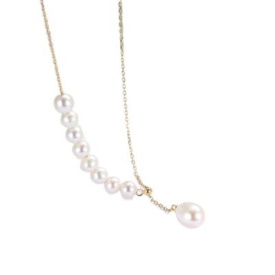 China TRENDY Gold Filled Hypoallergenic Lightweight Luxury Freshwater Pearl Necklace for sale