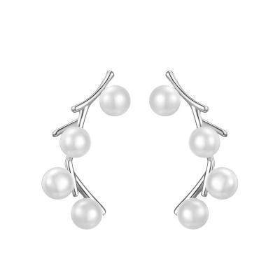 China TRENDY New Fashion Style Simple Starry Freshwater Pearl Beaded Channel Earrings for sale