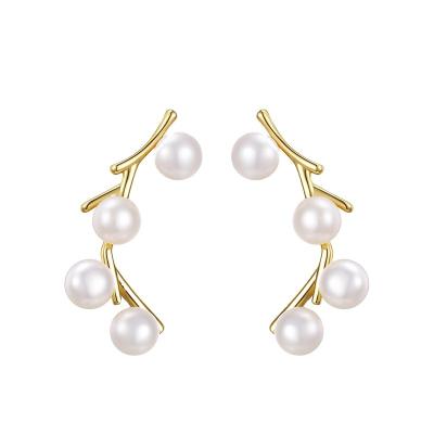 China FASHIONABLE Starry Flower Freshwater Pendora Bridal Pearl Earrings for sale