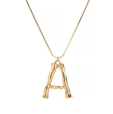 China New TRENDY 26 alloy English alphabet necklaces, personalized sweater chains for men and women, bamboo-linked chain jewelry for sale