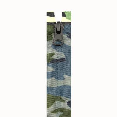 China No.7 Logo Nylon Reverse Zipper Customized Camouflage Army Camouflage Colorful Printing Zipper for sale