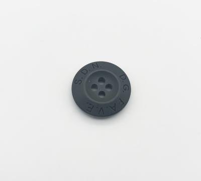 China Durable Resin Button 18.5mm Thickness 4.8mm Two Sides Matte Black Logo for sale