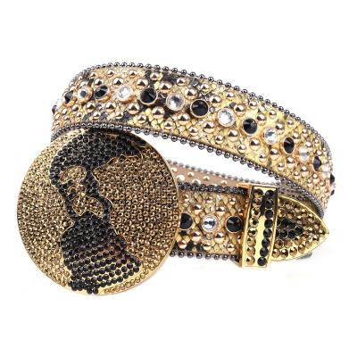 China Can Make To Kid World Belt Series Gold Bling Bling Rhinestone Belt As Well MACWAVE For Mens Boys Big Buckle Designer Belt for sale