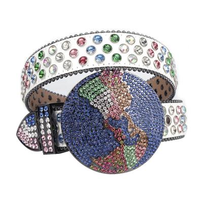 China Can Do To Kid Waist Belt World Series Western World Belt Buckle Western World Series Bling Bling Rhinestone Colorful White Diamond Crystal Studded Belt MACWAVE for sale