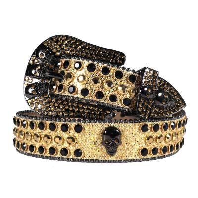 China Can Do Child Size Both MACWAVE Skull Belt Series Bling Bling Rhinestone Skull Belt Diamonds Studded Leather Belt for sale