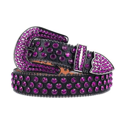 China Can Do Child Size MACWAVE Updated Series Black Purple Diamond Studded Jeans Leather Crystal WaistBelt Rhinestone Belt New as well for sale