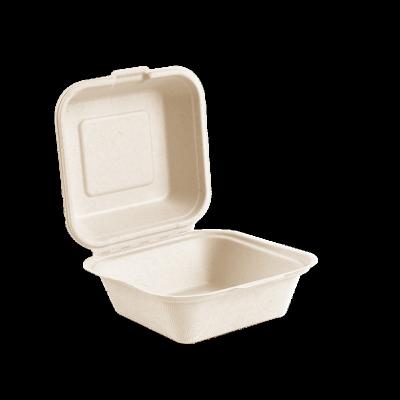 China Disposable Customizable Heatable Greaseproof Bagasse Eco Biodegradable 6 Inch Sandwich Hamburger Paper Packaging Box for sale