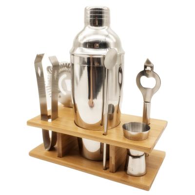 China Custom Diversity Bartender Mixer Wine Shaker Stainless Steel Premium Cocktail Shaker Set With Bamboo for sale