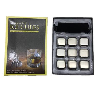 China Viable Wholesale Wine Cooling Cubes Adjust Whiskey Stone Cooling Gift Set Stainless Steel Ice Cube for sale