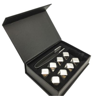 China Viable Magnetic Buckle Box Luxury Wine Cooler Ice Cube Gift Set Stainless Steel Whiskey Stone for sale